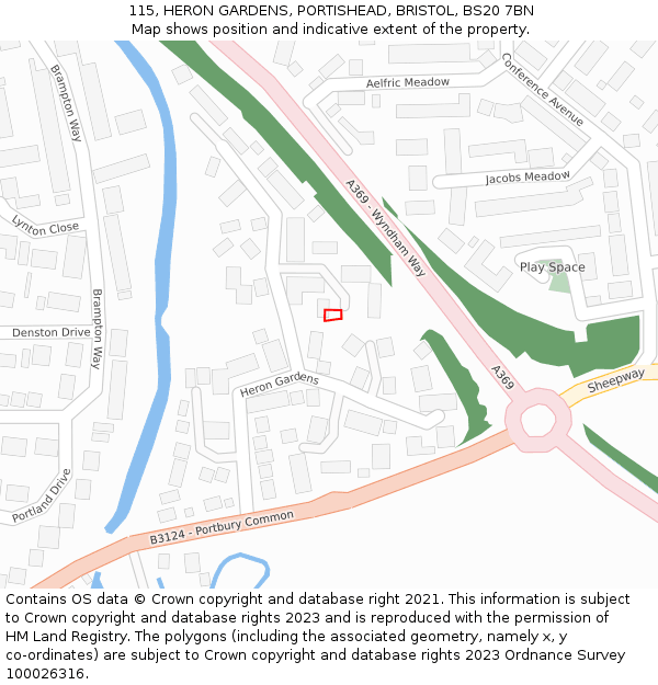 115, HERON GARDENS, PORTISHEAD, BRISTOL, BS20 7BN: Location map and indicative extent of plot