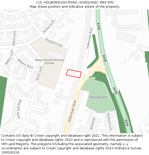 115, HOLBOROUGH ROAD, SNODLAND, ME6 5PD: Location map and indicative extent of plot