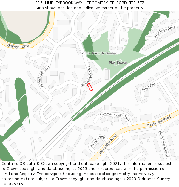 115, HURLEYBROOK WAY, LEEGOMERY, TELFORD, TF1 6TZ: Location map and indicative extent of plot