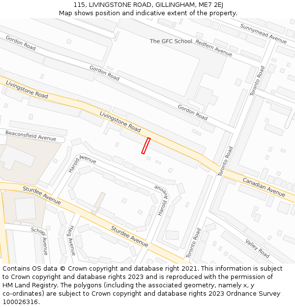 115, LIVINGSTONE ROAD, GILLINGHAM, ME7 2EJ: Location map and indicative extent of plot