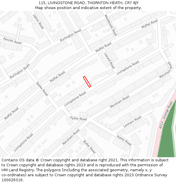 115, LIVINGSTONE ROAD, THORNTON HEATH, CR7 8JY: Location map and indicative extent of plot