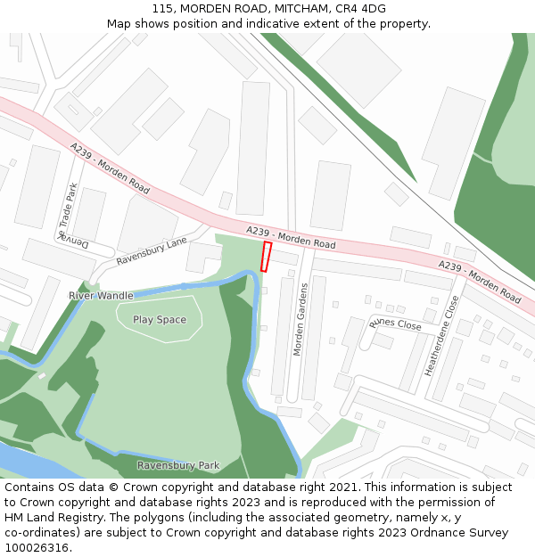 115, MORDEN ROAD, MITCHAM, CR4 4DG: Location map and indicative extent of plot