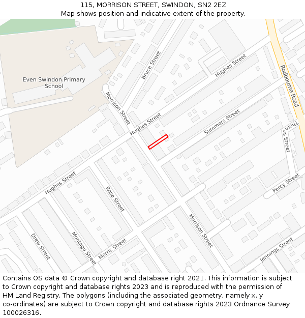 115, MORRISON STREET, SWINDON, SN2 2EZ: Location map and indicative extent of plot