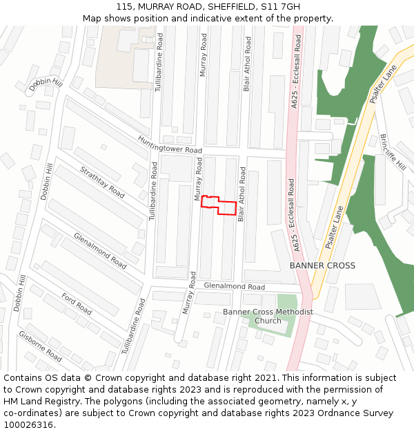 115, MURRAY ROAD, SHEFFIELD, S11 7GH: Location map and indicative extent of plot