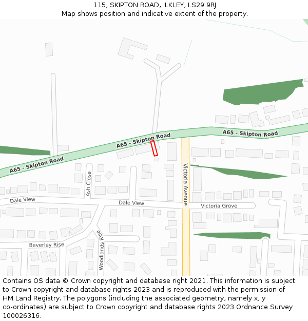 115, SKIPTON ROAD, ILKLEY, LS29 9RJ: Location map and indicative extent of plot