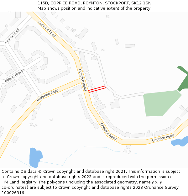 115B, COPPICE ROAD, POYNTON, STOCKPORT, SK12 1SN: Location map and indicative extent of plot