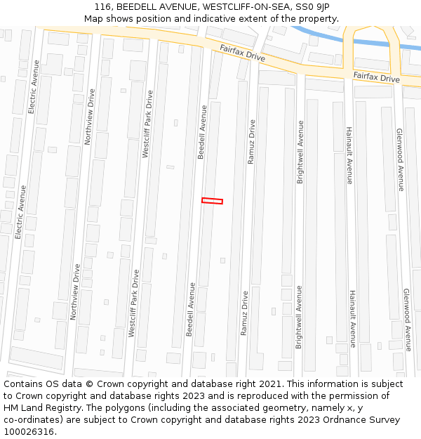116, BEEDELL AVENUE, WESTCLIFF-ON-SEA, SS0 9JP: Location map and indicative extent of plot