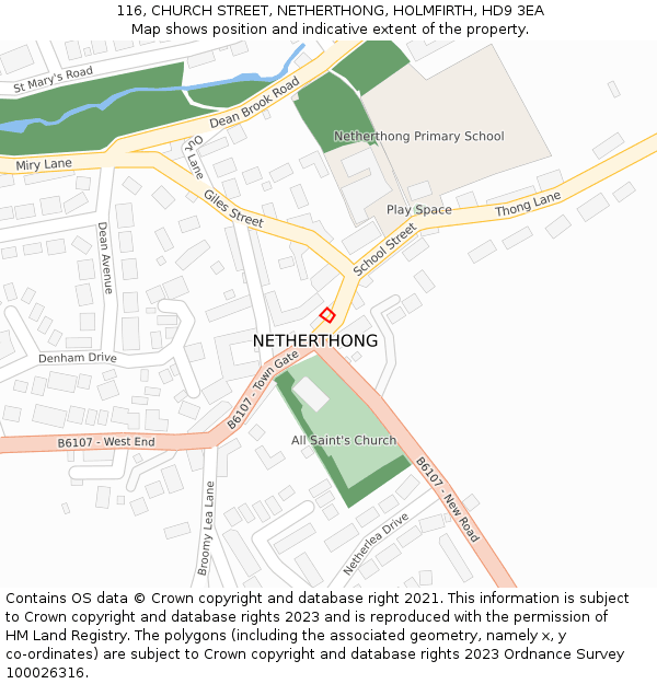 116, CHURCH STREET, NETHERTHONG, HOLMFIRTH, HD9 3EA: Location map and indicative extent of plot