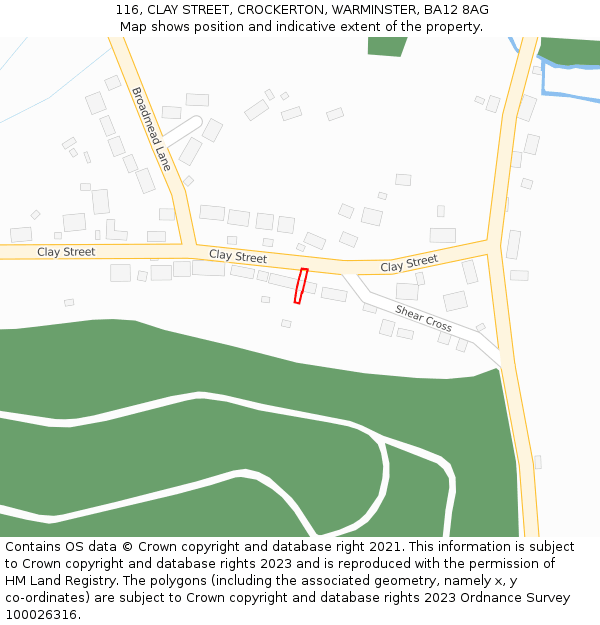 116, CLAY STREET, CROCKERTON, WARMINSTER, BA12 8AG: Location map and indicative extent of plot