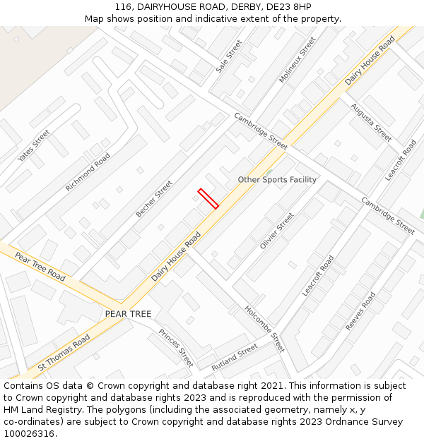 116, DAIRYHOUSE ROAD, DERBY, DE23 8HP: Location map and indicative extent of plot