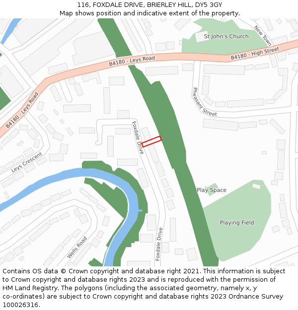 116, FOXDALE DRIVE, BRIERLEY HILL, DY5 3GY: Location map and indicative extent of plot