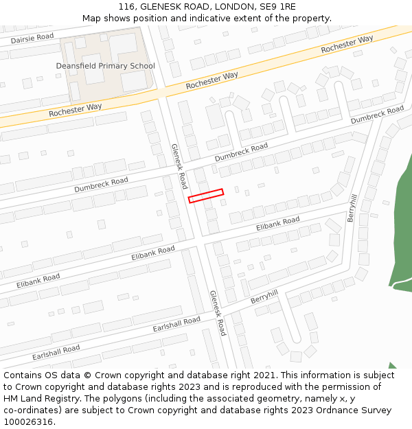 116, GLENESK ROAD, LONDON, SE9 1RE: Location map and indicative extent of plot
