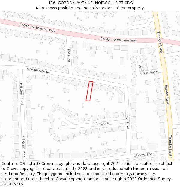 116, GORDON AVENUE, NORWICH, NR7 0DS: Location map and indicative extent of plot