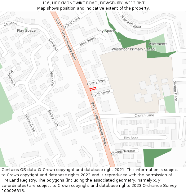 116, HECKMONDWIKE ROAD, DEWSBURY, WF13 3NT: Location map and indicative extent of plot