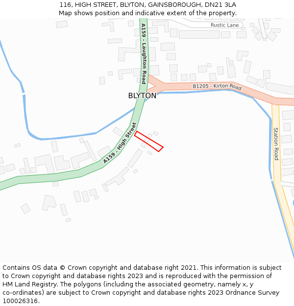 116, HIGH STREET, BLYTON, GAINSBOROUGH, DN21 3LA: Location map and indicative extent of plot