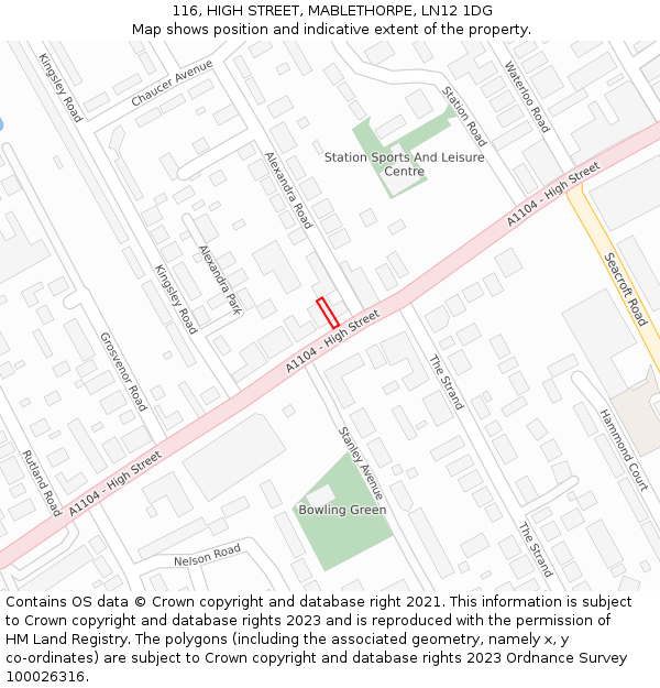 116, HIGH STREET, MABLETHORPE, LN12 1DG: Location map and indicative extent of plot