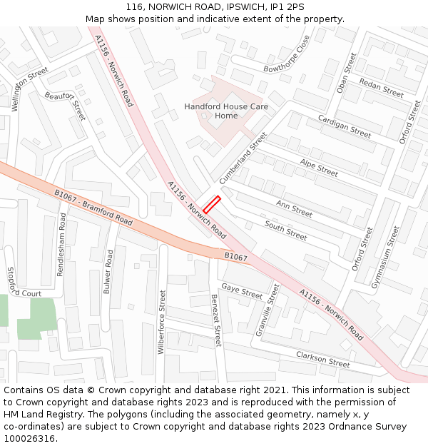 116, NORWICH ROAD, IPSWICH, IP1 2PS: Location map and indicative extent of plot
