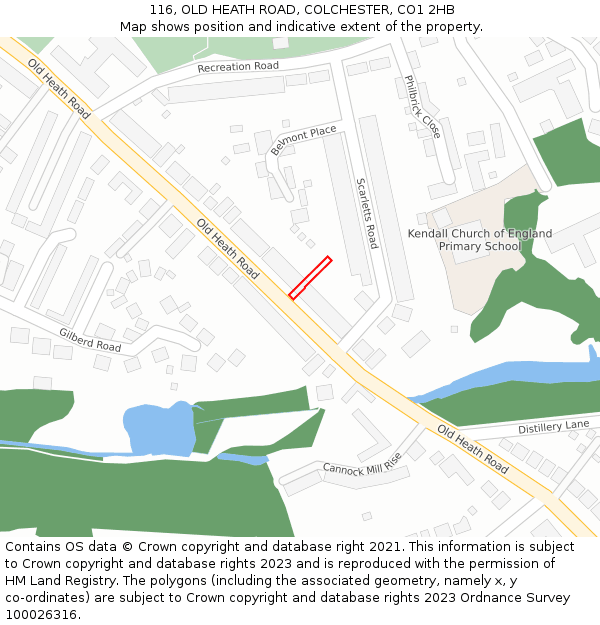 116, OLD HEATH ROAD, COLCHESTER, CO1 2HB: Location map and indicative extent of plot