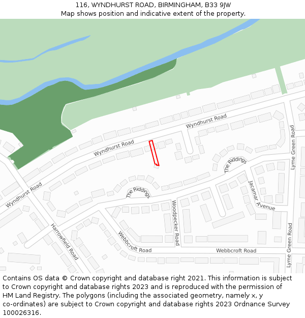 116, WYNDHURST ROAD, BIRMINGHAM, B33 9JW: Location map and indicative extent of plot
