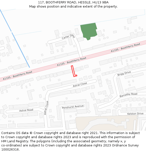 117, BOOTHFERRY ROAD, HESSLE, HU13 9BA: Location map and indicative extent of plot