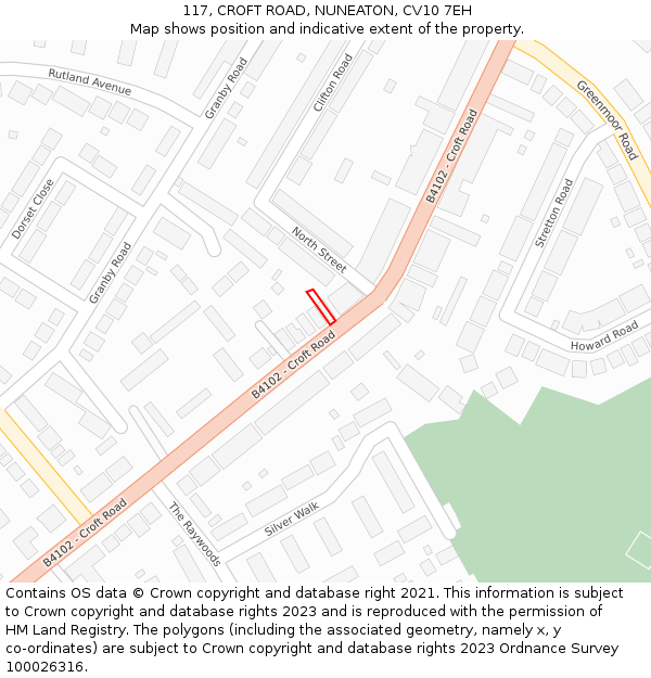 117, CROFT ROAD, NUNEATON, CV10 7EH: Location map and indicative extent of plot