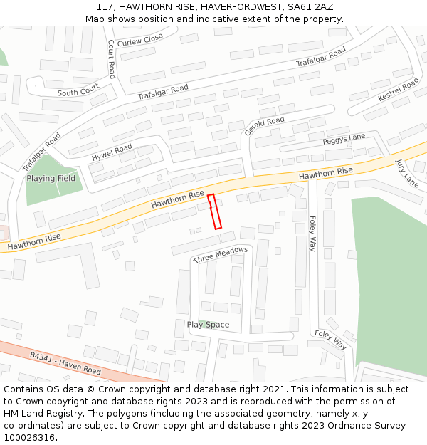 117, HAWTHORN RISE, HAVERFORDWEST, SA61 2AZ: Location map and indicative extent of plot