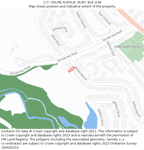 117, HOLME AVENUE, BURY, BL8 1HW: Location map and indicative extent of plot
