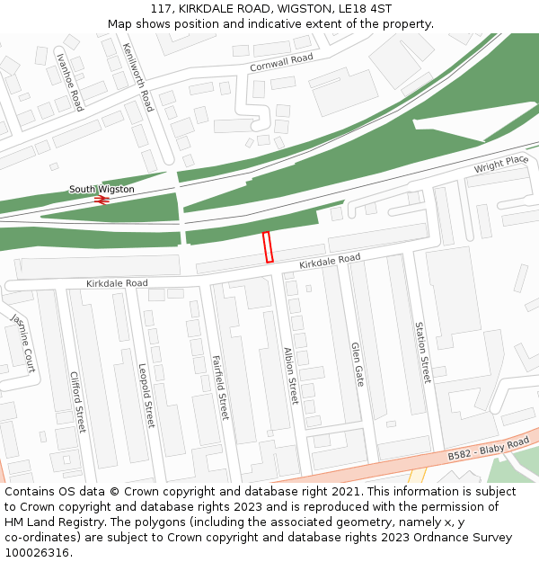 117, KIRKDALE ROAD, WIGSTON, LE18 4ST: Location map and indicative extent of plot
