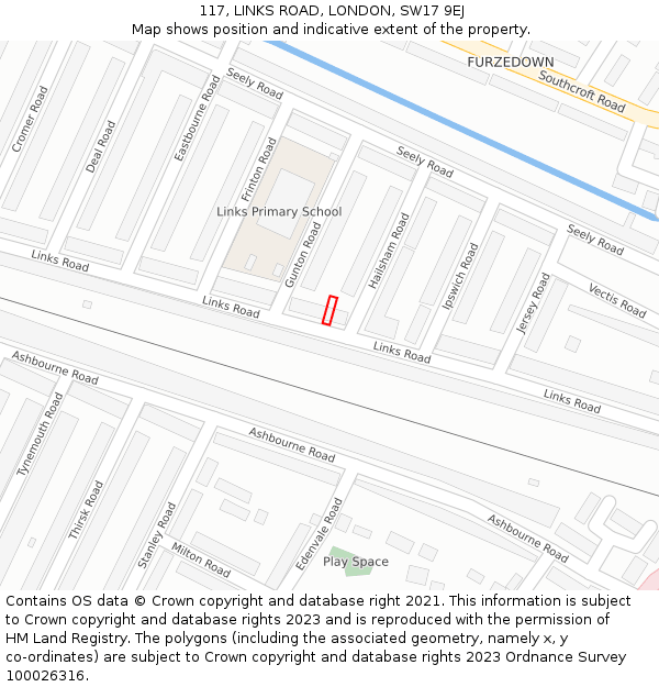 117, LINKS ROAD, LONDON, SW17 9EJ: Location map and indicative extent of plot