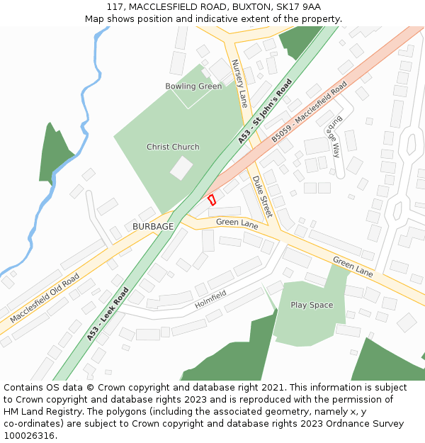 117, MACCLESFIELD ROAD, BUXTON, SK17 9AA: Location map and indicative extent of plot