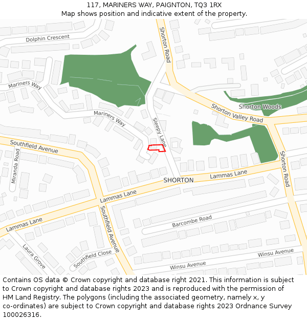 117, MARINERS WAY, PAIGNTON, TQ3 1RX: Location map and indicative extent of plot