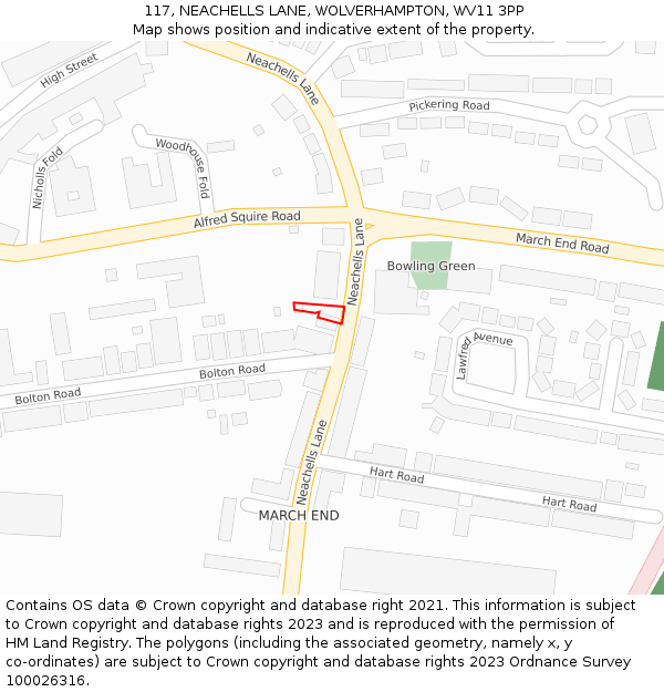 117, NEACHELLS LANE, WOLVERHAMPTON, WV11 3PP: Location map and indicative extent of plot