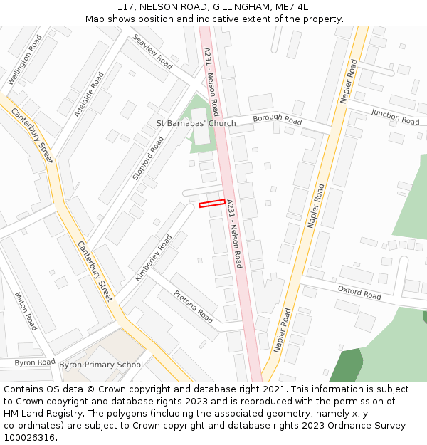 117, NELSON ROAD, GILLINGHAM, ME7 4LT: Location map and indicative extent of plot