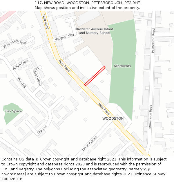 117, NEW ROAD, WOODSTON, PETERBOROUGH, PE2 9HE: Location map and indicative extent of plot