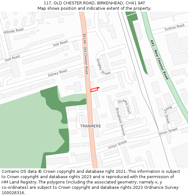 117, OLD CHESTER ROAD, BIRKENHEAD, CH41 9AT: Location map and indicative extent of plot