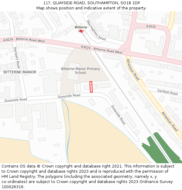 117, QUAYSIDE ROAD, SOUTHAMPTON, SO18 1DP: Location map and indicative extent of plot