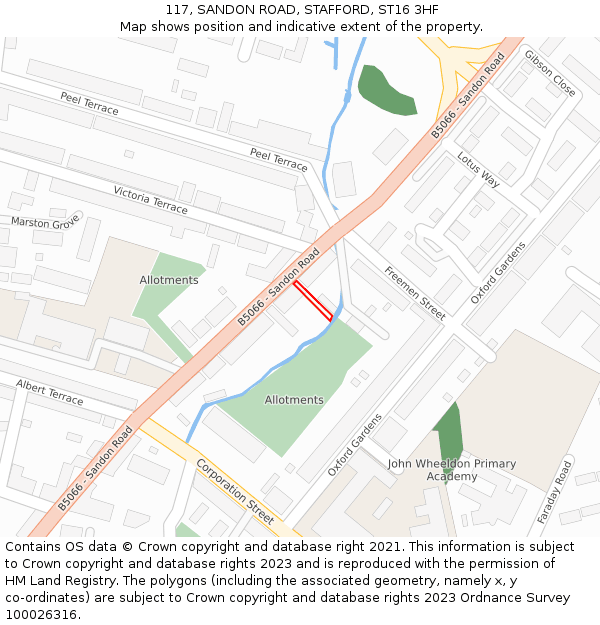117, SANDON ROAD, STAFFORD, ST16 3HF: Location map and indicative extent of plot