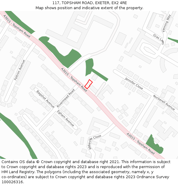 117, TOPSHAM ROAD, EXETER, EX2 4RE: Location map and indicative extent of plot