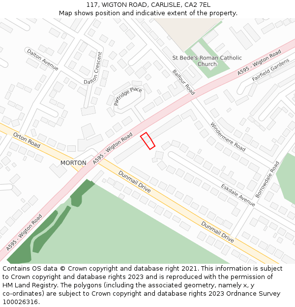 117, WIGTON ROAD, CARLISLE, CA2 7EL: Location map and indicative extent of plot