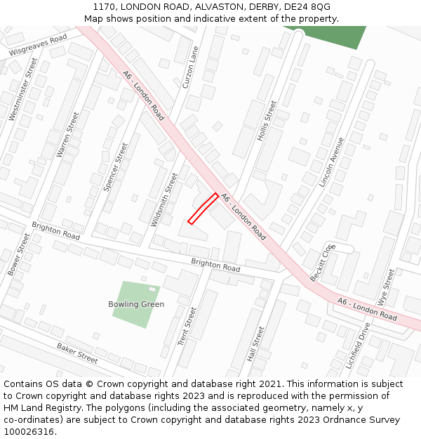 1170, LONDON ROAD, ALVASTON, DERBY, DE24 8QG: Location map and indicative extent of plot
