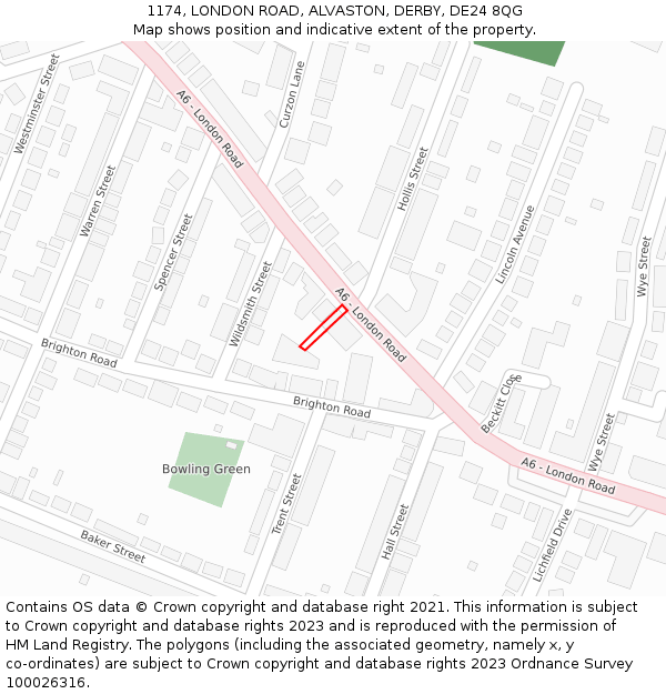 1174, LONDON ROAD, ALVASTON, DERBY, DE24 8QG: Location map and indicative extent of plot