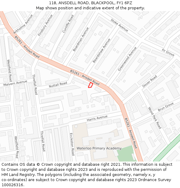 118, ANSDELL ROAD, BLACKPOOL, FY1 6PZ: Location map and indicative extent of plot