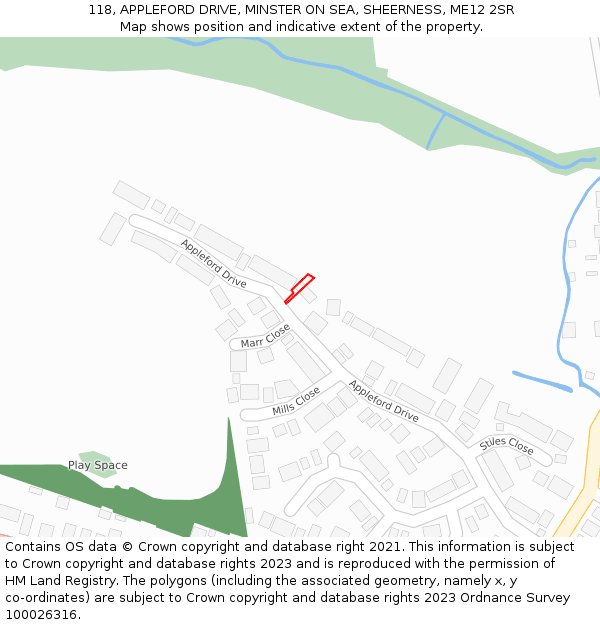 118, APPLEFORD DRIVE, MINSTER ON SEA, SHEERNESS, ME12 2SR: Location map and indicative extent of plot