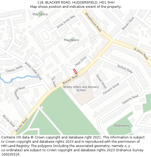 118, BLACKER ROAD, HUDDERSFIELD, HD1 5HH: Location map and indicative extent of plot