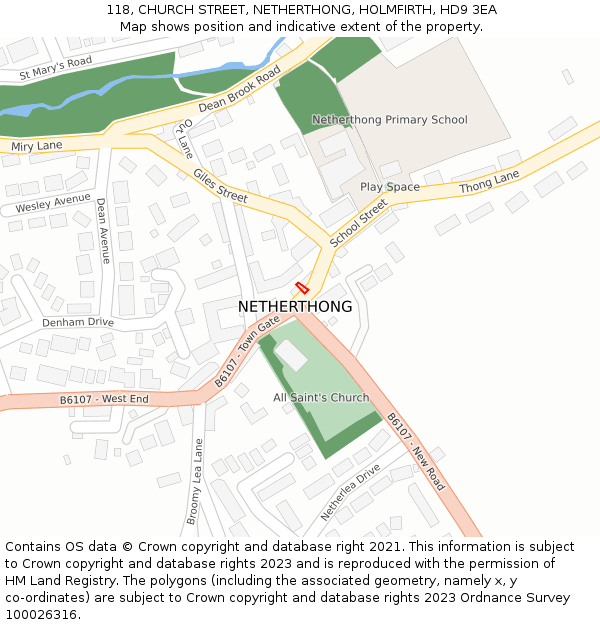 118, CHURCH STREET, NETHERTHONG, HOLMFIRTH, HD9 3EA: Location map and indicative extent of plot