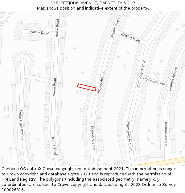 118, FITZJOHN AVENUE, BARNET, EN5 2HP: Location map and indicative extent of plot