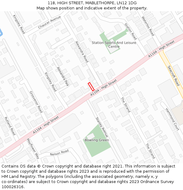 118, HIGH STREET, MABLETHORPE, LN12 1DG: Location map and indicative extent of plot