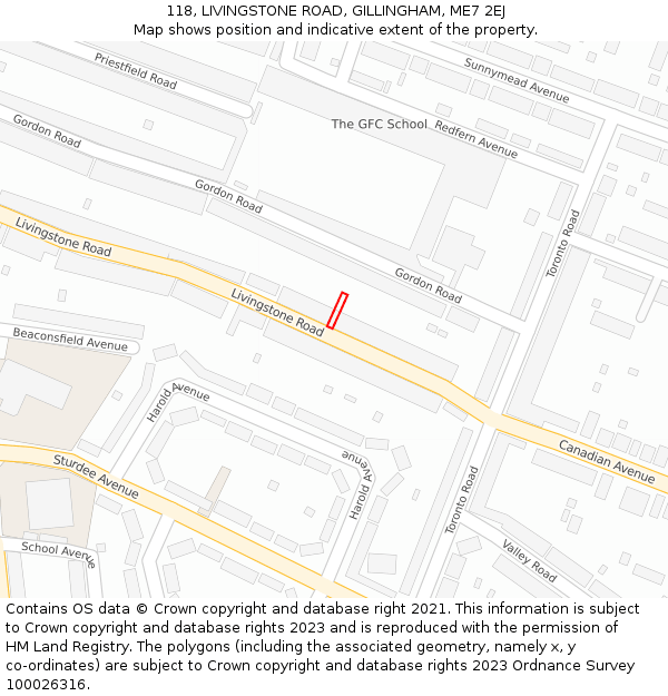 118, LIVINGSTONE ROAD, GILLINGHAM, ME7 2EJ: Location map and indicative extent of plot