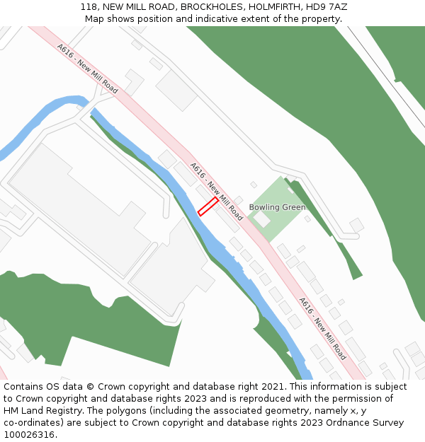 118, NEW MILL ROAD, BROCKHOLES, HOLMFIRTH, HD9 7AZ: Location map and indicative extent of plot
