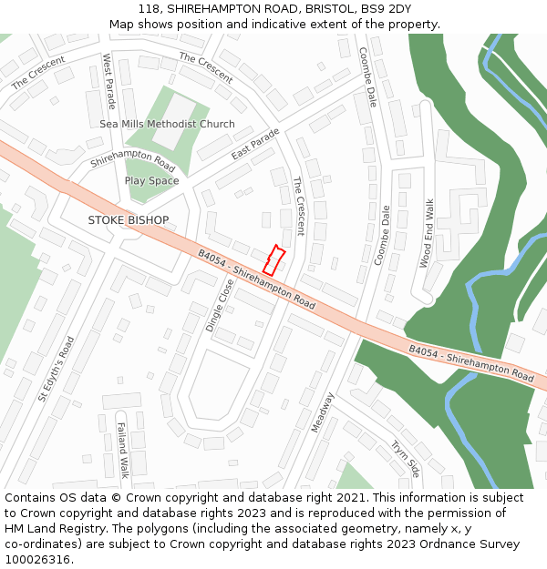 118, SHIREHAMPTON ROAD, BRISTOL, BS9 2DY: Location map and indicative extent of plot